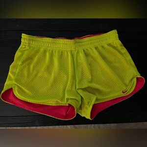 Nike Vibrant Yellow and Red Mesh Shorts